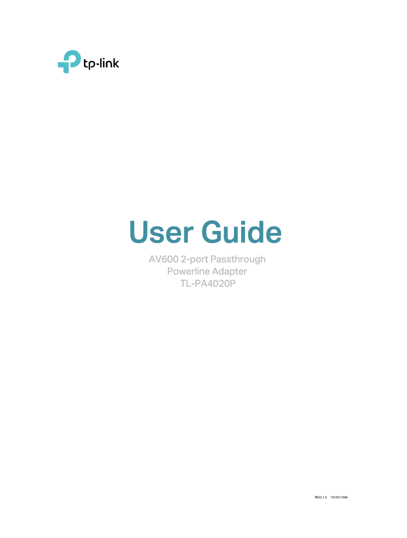 Page 1 de la notice Manuel utilisateur TP-Link PA4020PKIT