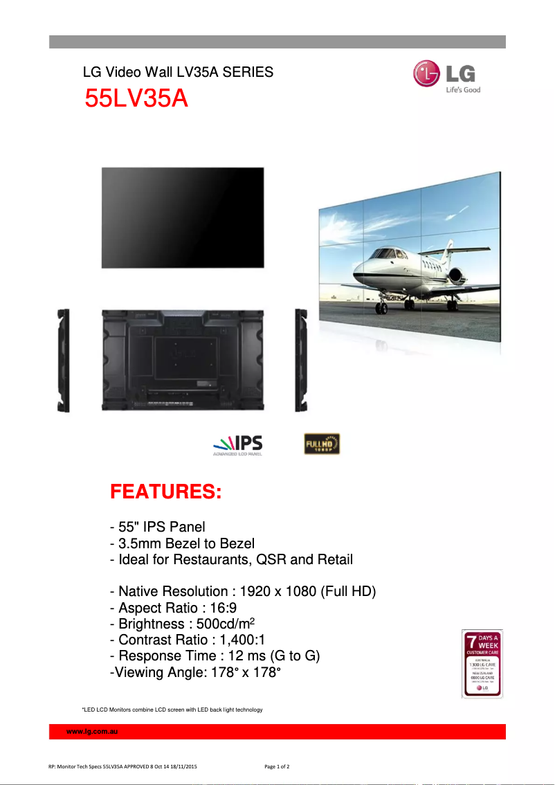 Image de la première page du manuel de l'appareil 55LV35A