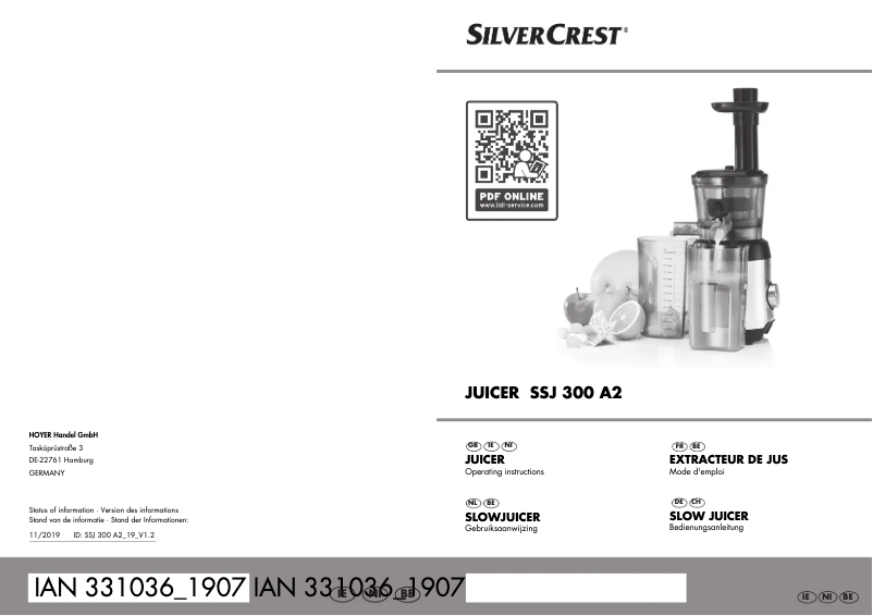 Page 1 de la notice Manuel utilisateur SilverCrest SSJ 300 A2