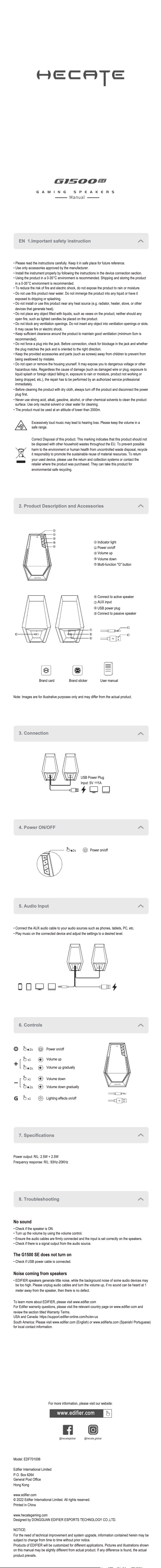 Image de la première page du manuel de l'appareil Hecate G1500 SE