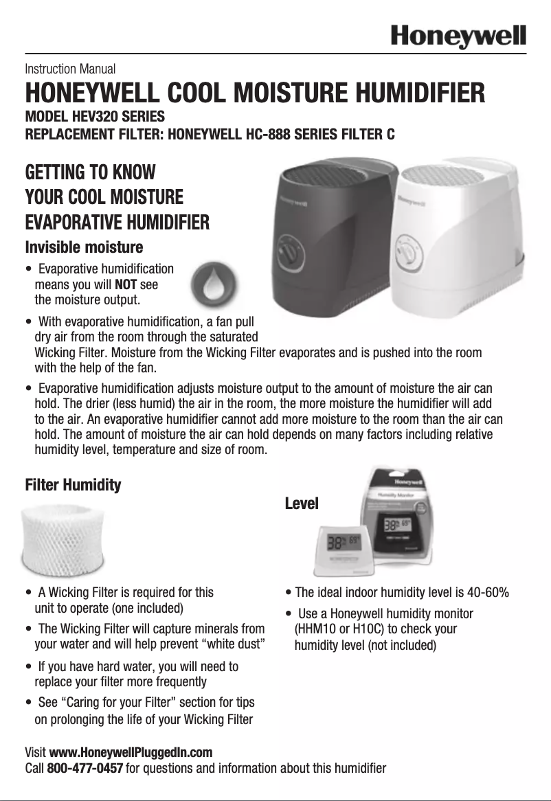 Page n°1 - Manuel utilisateur Honeywell HEV320B