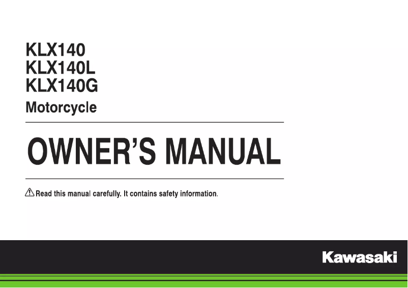 Page 1 de la notice Manuel utilisateur Kawasaki KLX140 (2018)