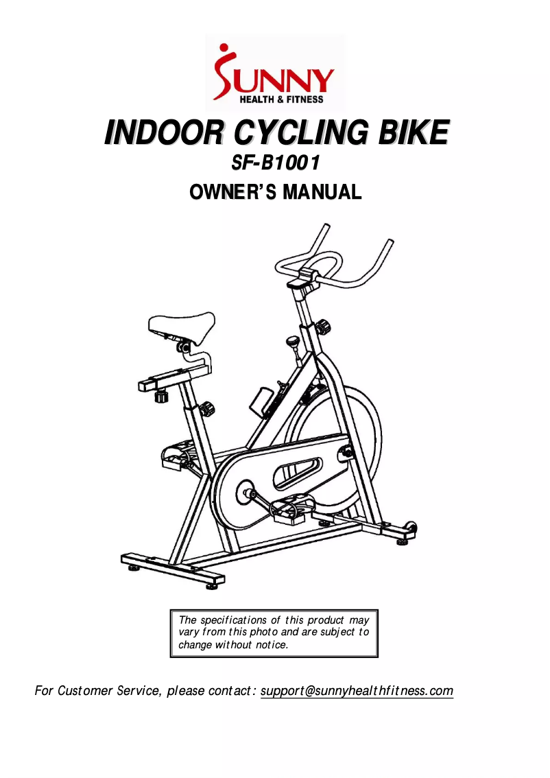 Page n°1 - Manuel utilisateur Sunny Health & Fitness SF-B1001