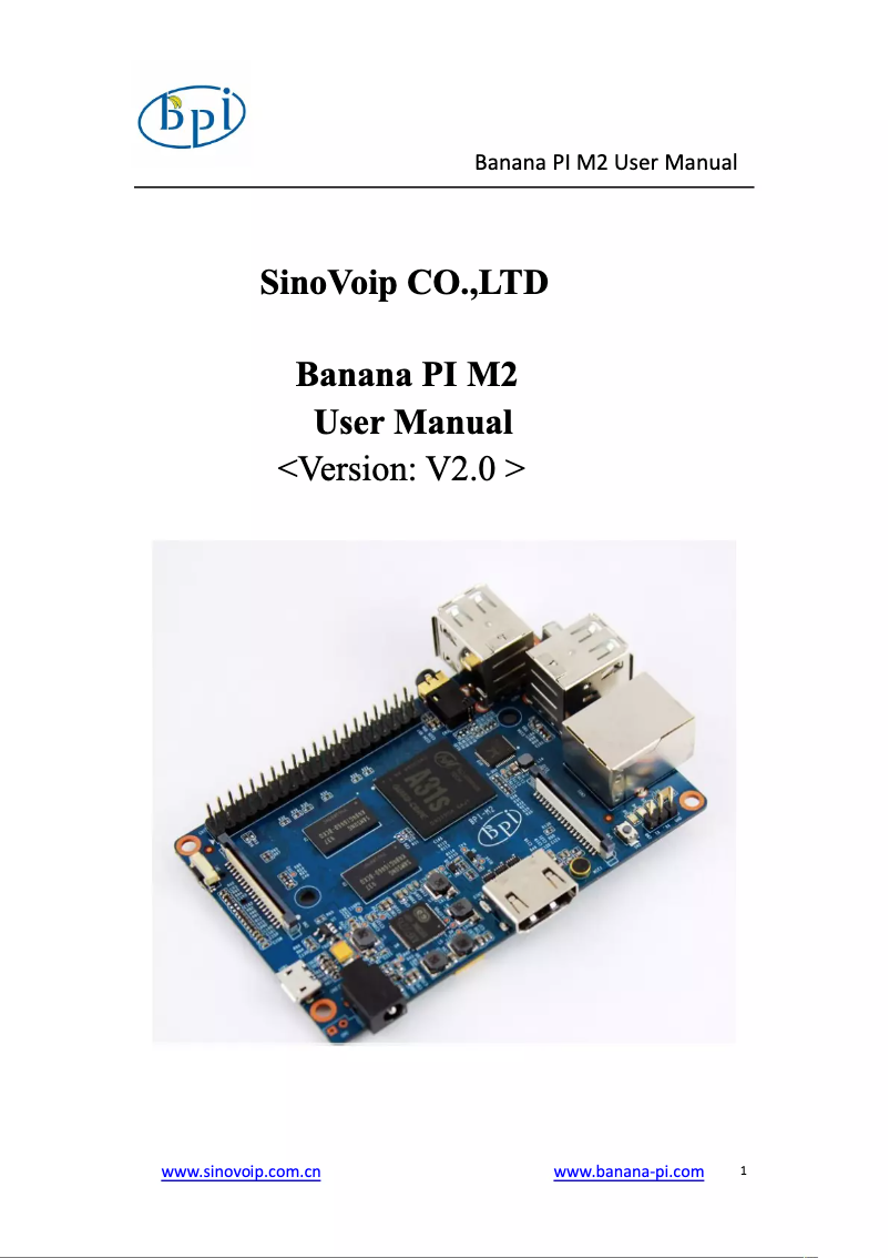 Page n°1 - Manuel utilisateur Banana Pi M2