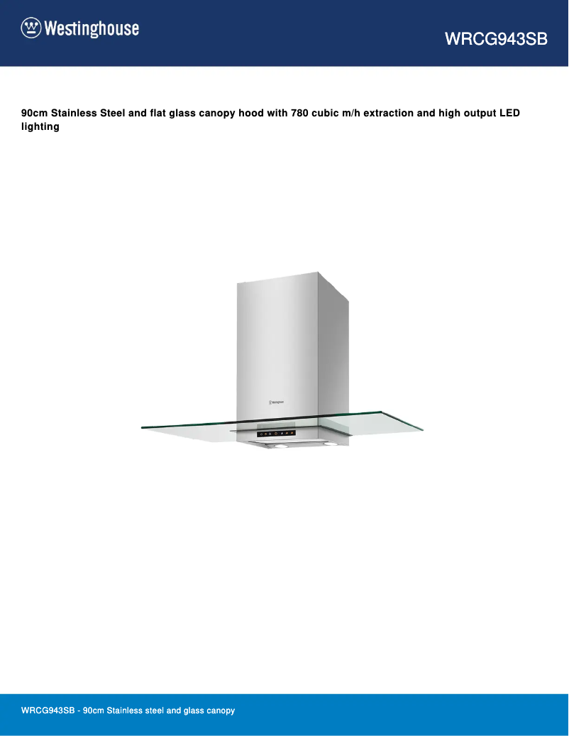 Page 1 de la notice Fiche technique Westinghouse WRCG943SB