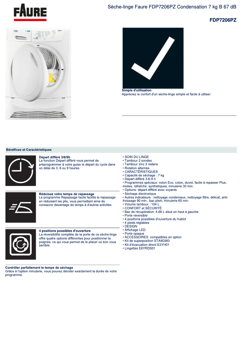 Image de la première page du manuel de l'appareil FDP7206PZ