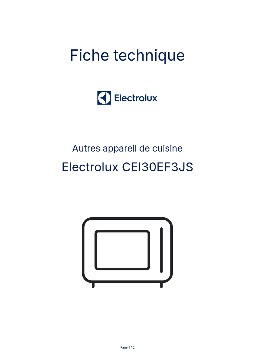 Page n°1 - Fiche technique Electrolux CEI30EF3JS