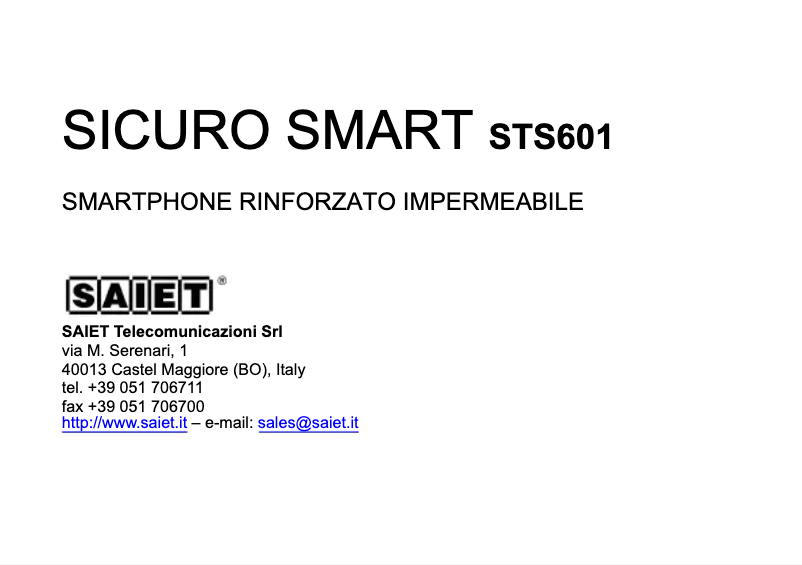 Page 1 de la notice Manuel utilisateur Saiet Sicuro Smart STS601