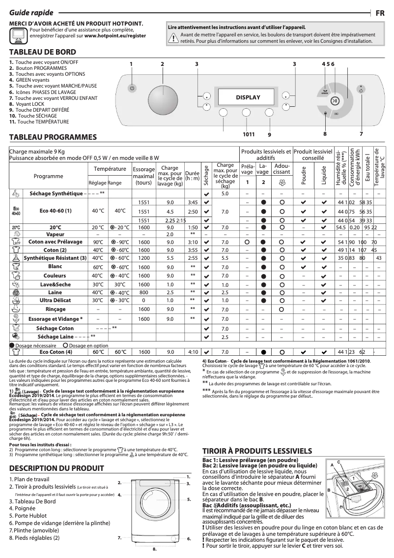 Page n°1 - Manuel utilisateur Hotpoint AQD972F697EUN