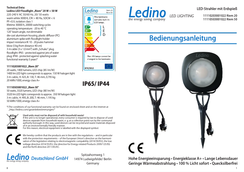 Page n°1 - Manuel utilisateur Ledino Riem 20