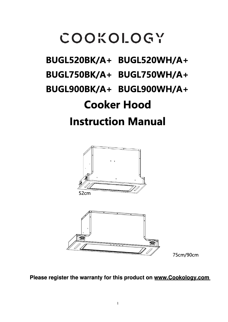 Page 1 de la notice Manuel utilisateur Cookology BUGL900WH/A+