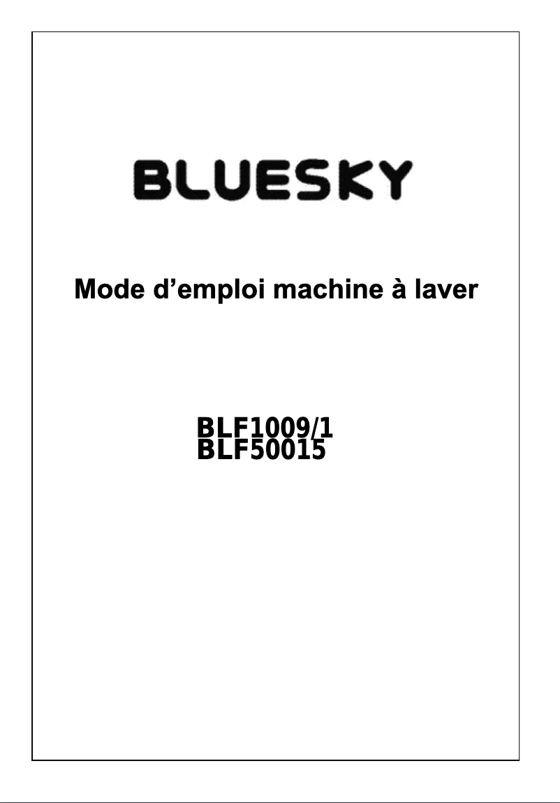 Page 1 de la notice Manuel utilisateur Bluesky BLF 50015