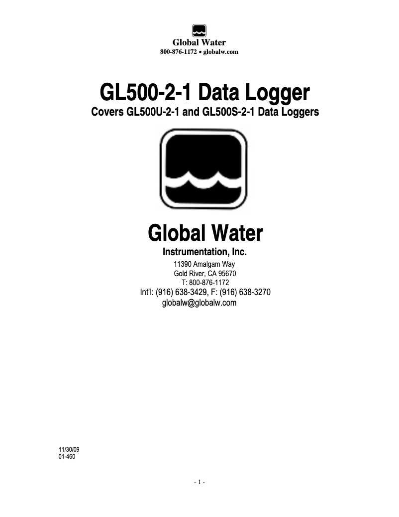 Page n°1 - Manuel utilisateur Global Water GL500-2-1