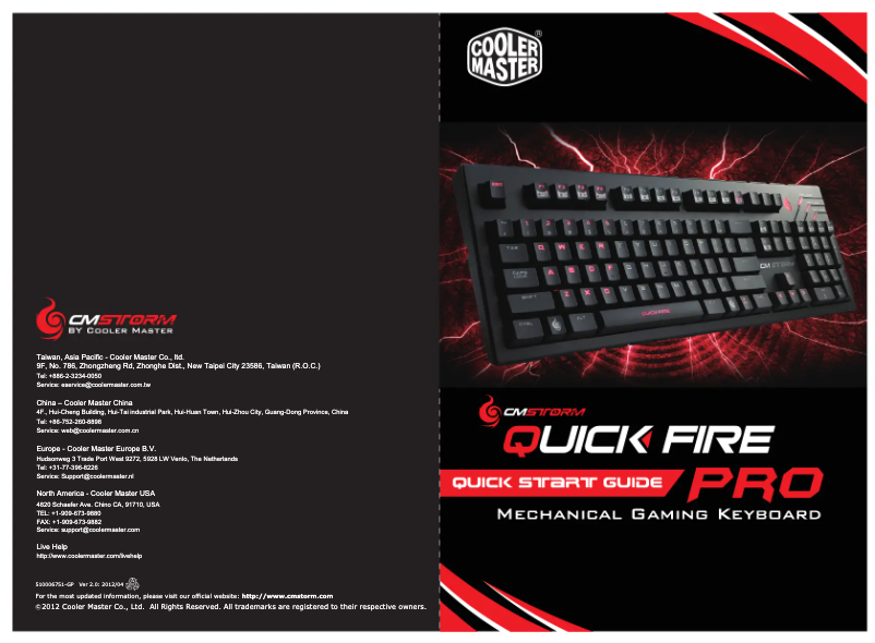 Imagen de la primera página del manual del dispositivo CM Storm QuickFire Pro