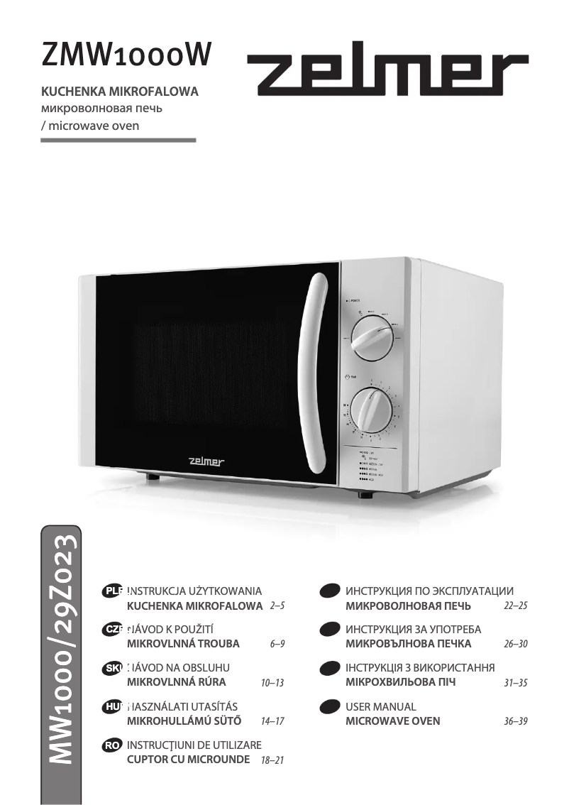 Page n°1 - Manuel utilisateur Zelmer ZMW1000W