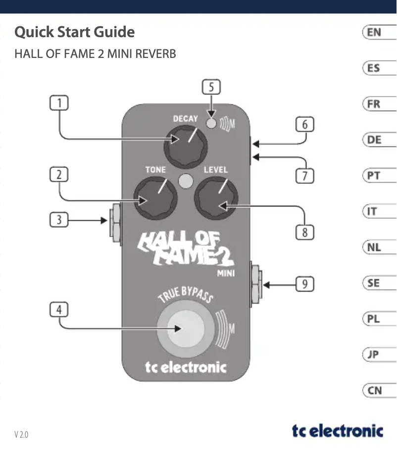 Page 1 de la notice Manuel utilisateur TC Electronic Hall Of Fame 2 Mini Reverb