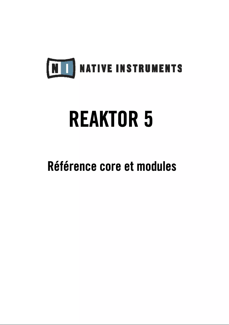 Image de la première page du manuel de l'appareil Reaktor 5