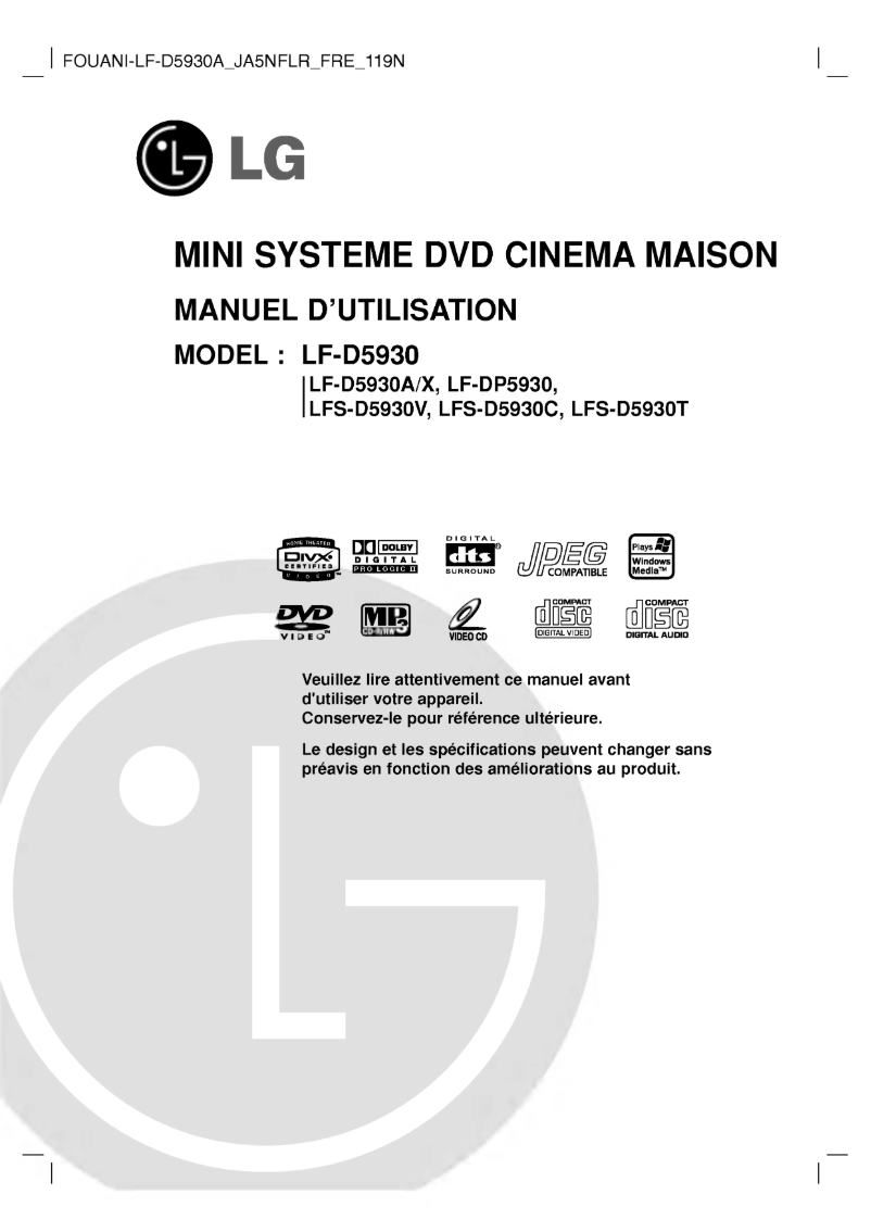 Image de la première page du manuel de l'appareil LF-D5930A