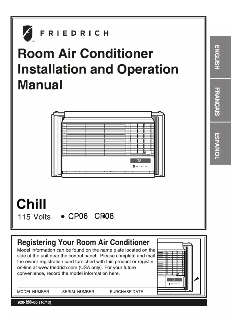 Page 1 de la notice Manuel utilisateur Friedrich Chill CP06G10