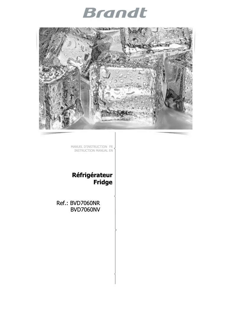 Page 1 de la notice Manuel utilisateur Brandt BVD7060NV