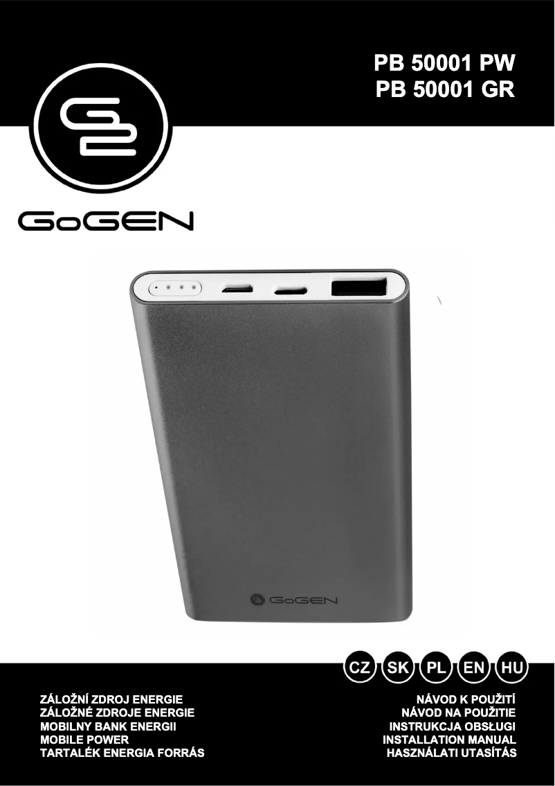 Page 1 de la notice Manuel utilisateur GoGen PB50001PW