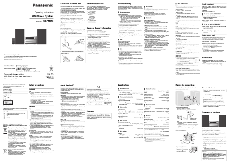 Page n°1 - Manuel utilisateur Panasonic SC-PM252
