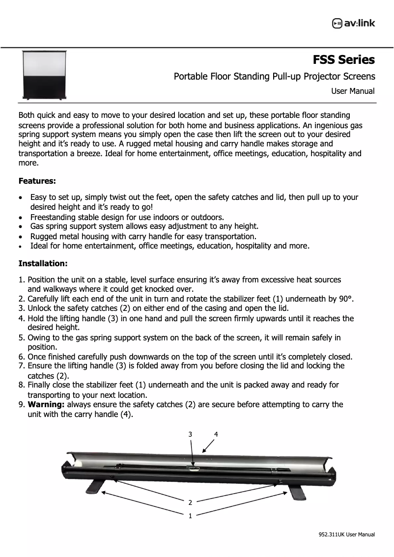 Page 1 de la notice Manuel utilisateur AV:link FSS80