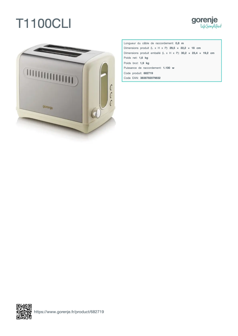 Image de la première page du manuel de l'appareil T1100CLI