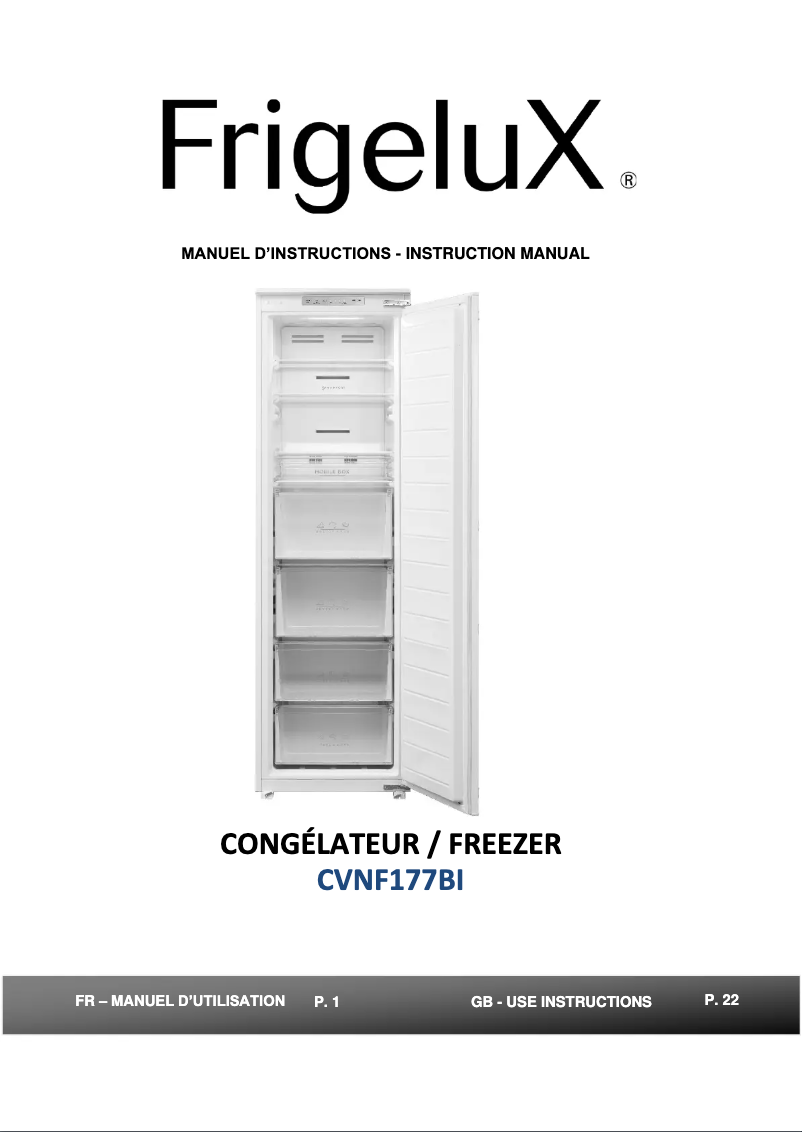 Page 1 de la notice Fiche technique FrigeluX CVNF177BI