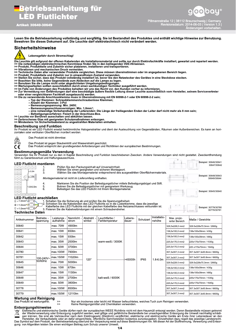 Page n°1 - Manuel utilisateur Goobay 30642