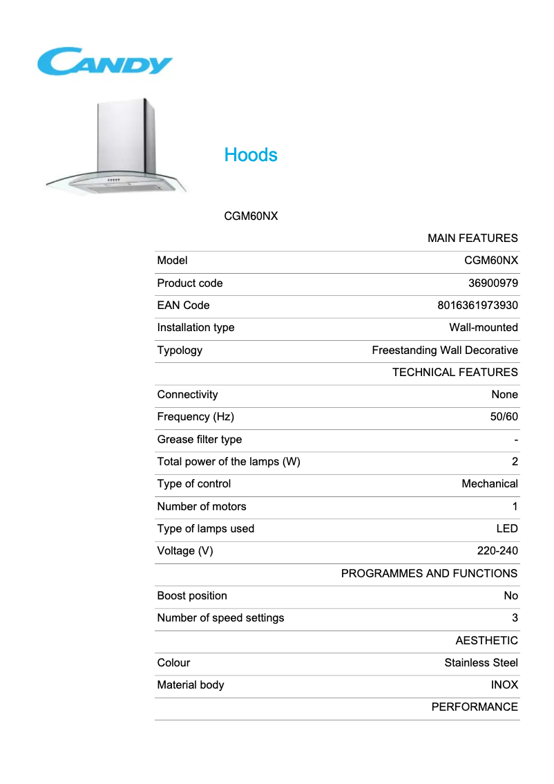Image de la première page du manuel de l'appareil CGM60NX