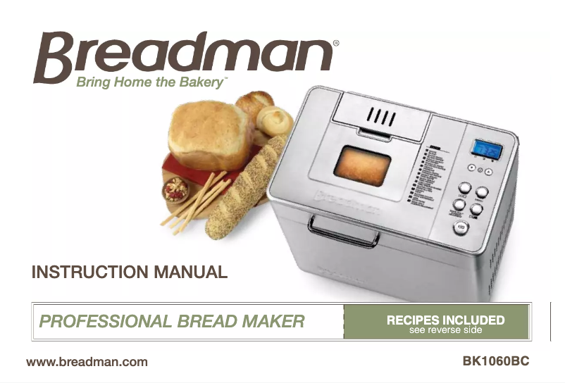 Page 1 de la notice Manuel utilisateur Breadman BK1060BC