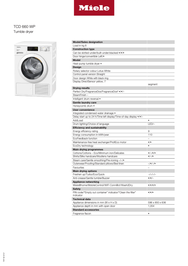 Image de la première page du manuel de l'appareil TCD660 WP EcoSpeed