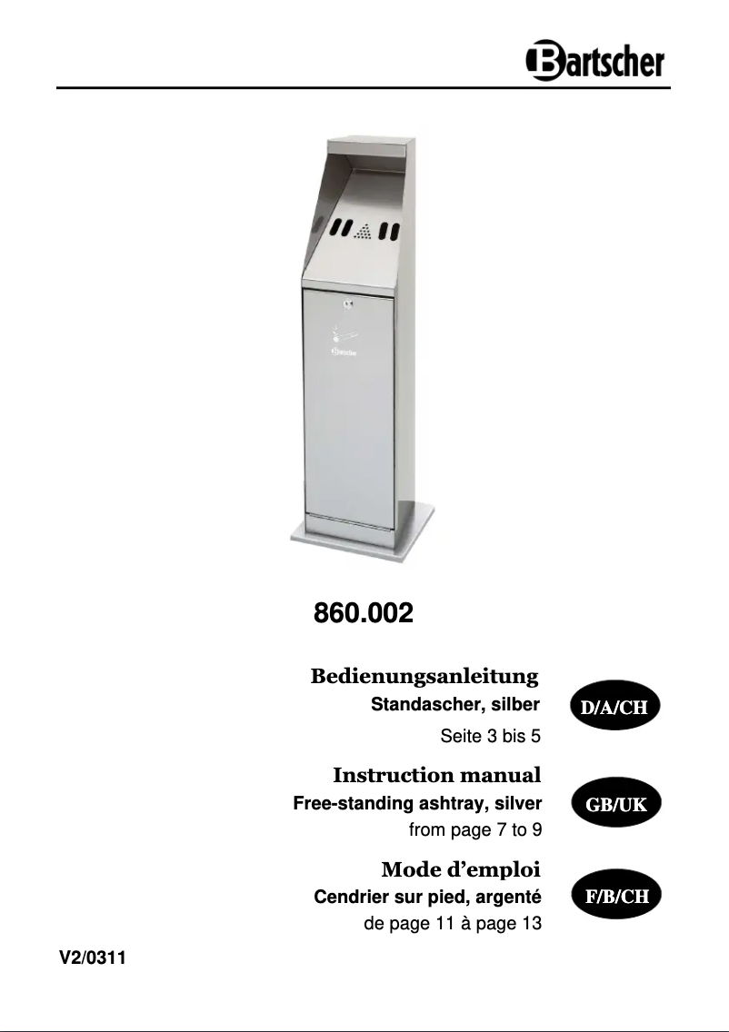 Image de la première page du manuel de l'appareil 860002