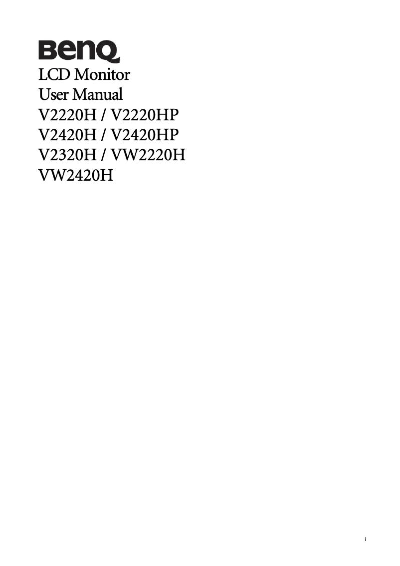 Image de la première page du manuel de l'appareil VW2420H