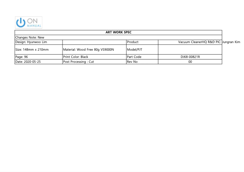 Page 1 de la notice Manuel utilisateur Samsung VS20R9046S3