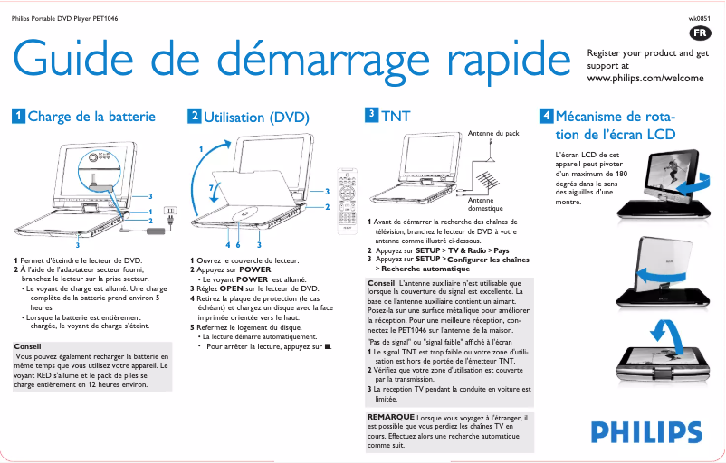 Page 1 of the manual Quick Start Guide Philips PET1046