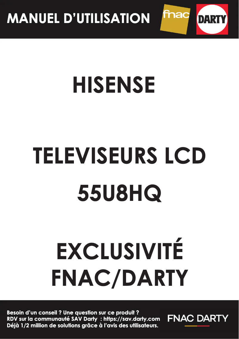 Page 1 de la notice Manuel utilisateur Hisense U8HQ