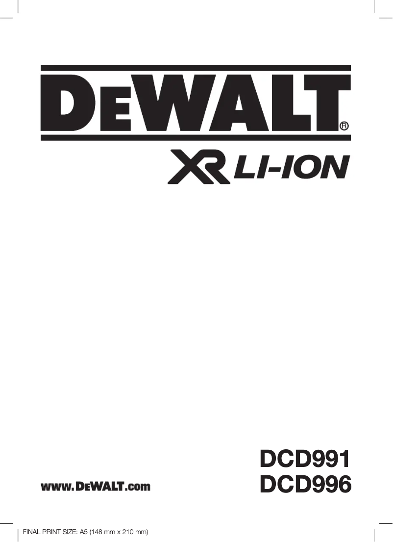 Page n°1 - Manuel utilisateur DeWalt DCD996