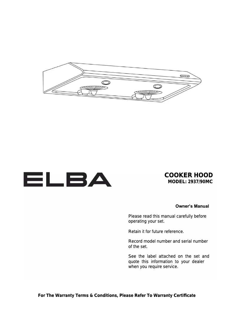 Page 1 de la notice Manuel utilisateur Elba 2937/90 MC
