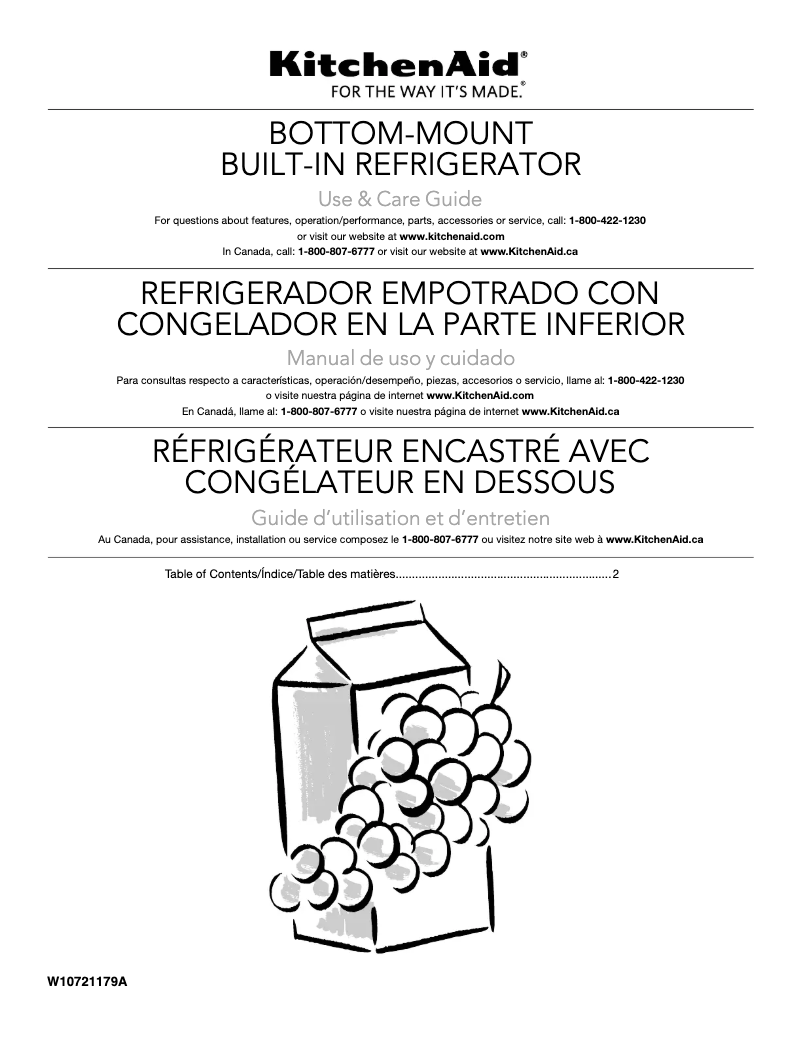 Page 1 de la notice Manuel utilisateur KitchenAid KBFN406EPA