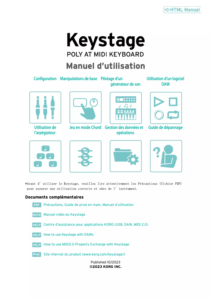Page 1 de la notice Manuel utilisateur Korg Keystage