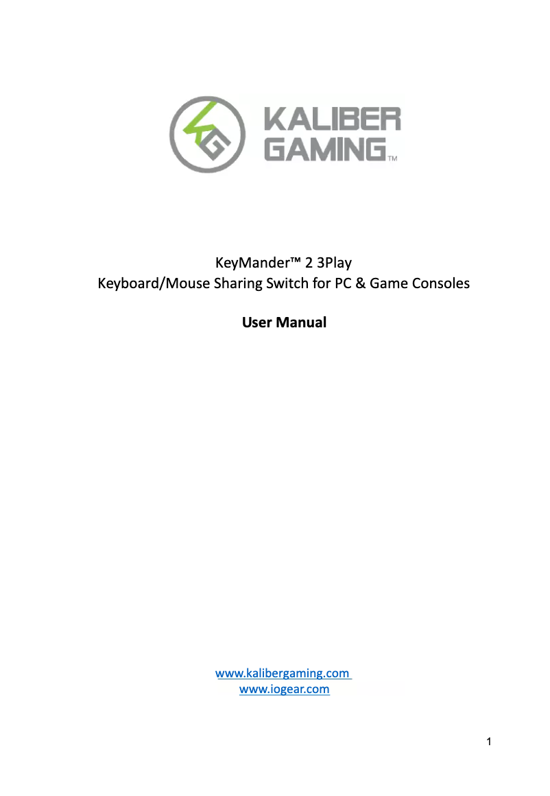 Page n°1 - Manuel utilisateur iogear KeyMander 2 3Play