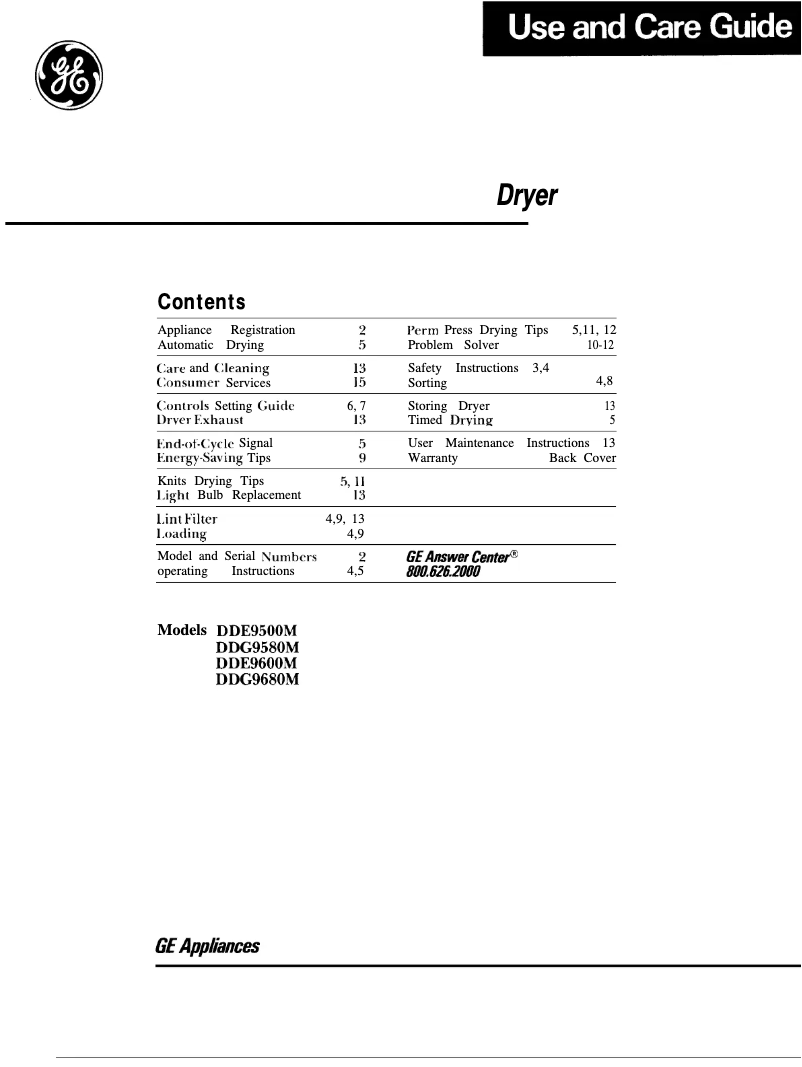 Página 1 del manual Manual de usuario GE DDE9600M