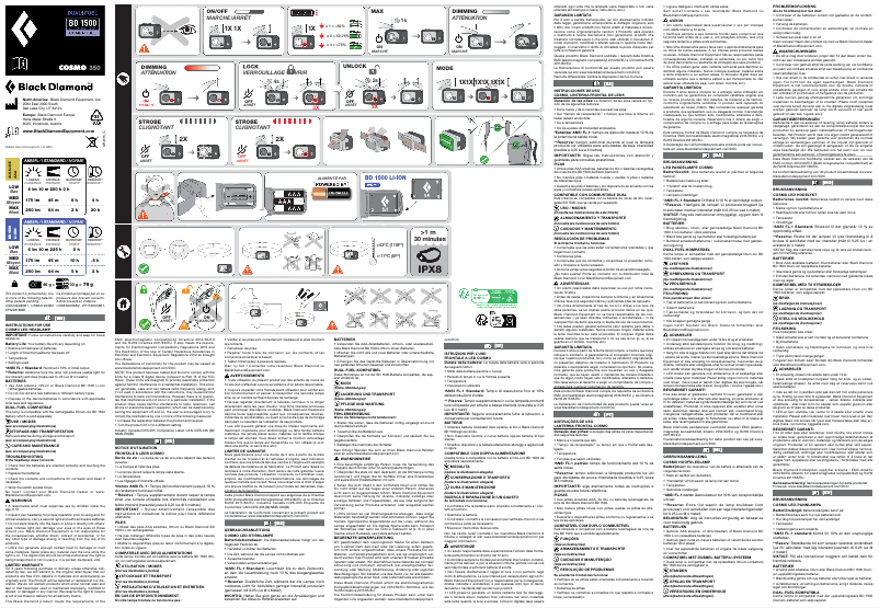 Page 1 de la notice Manuel utilisateur Black Diamond Cosmo 350