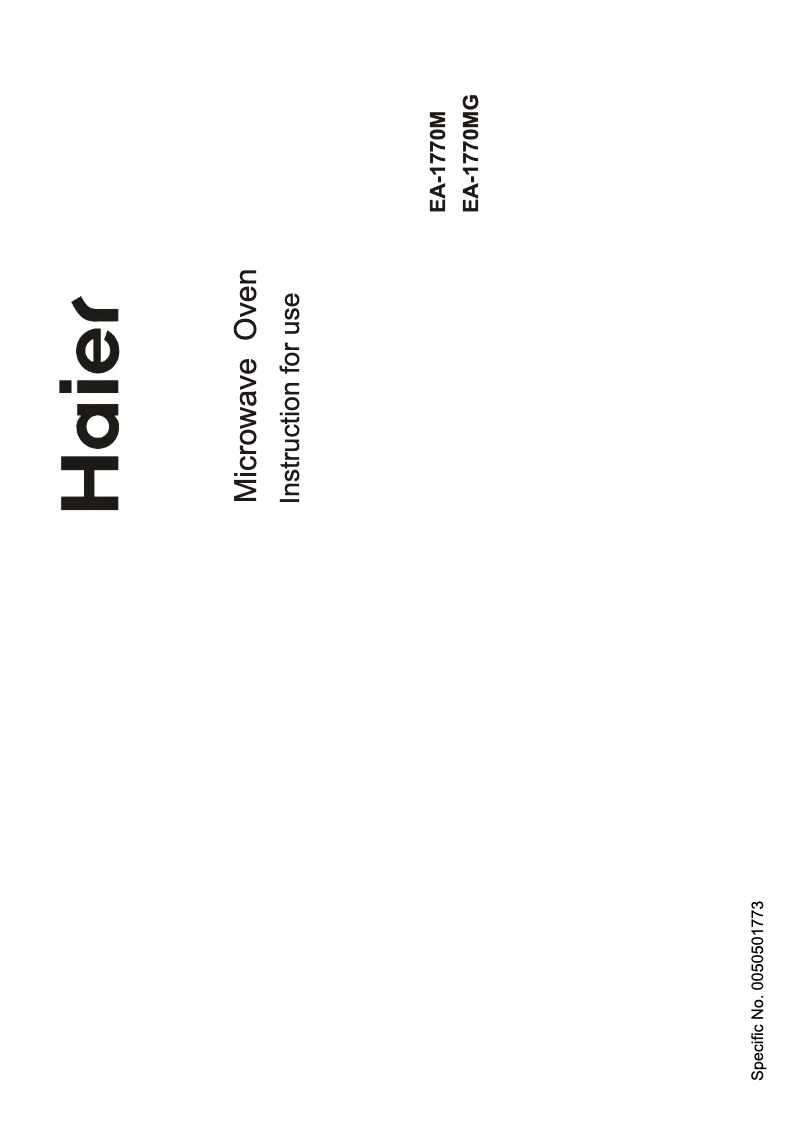 Page 1 de la notice Manuel utilisateur Haier EA-1770M