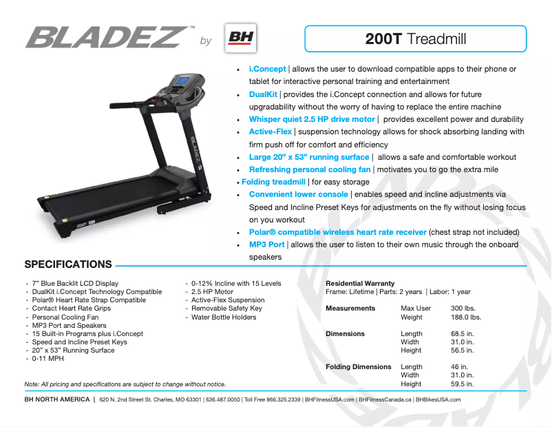 Page n°1 - Fiche technique Bladez 200T