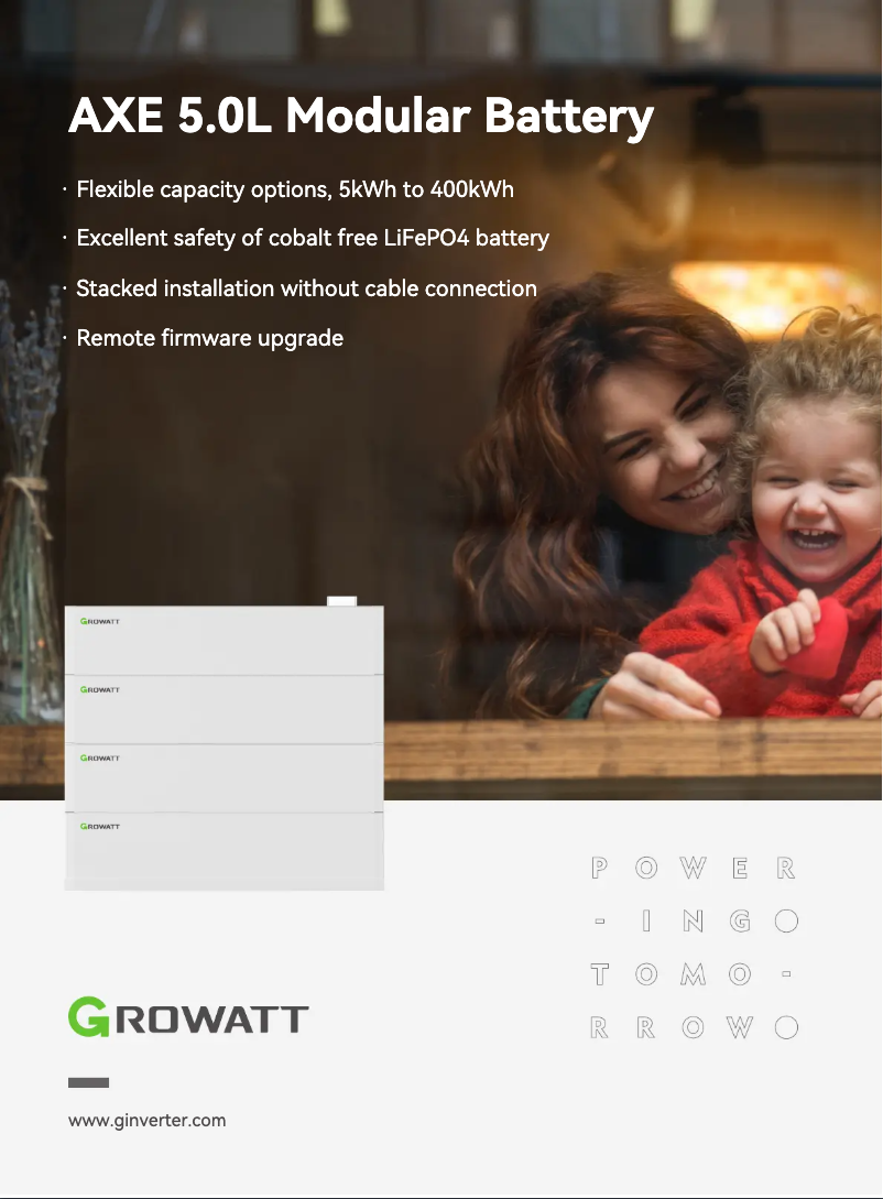 Page 1 de la notice Fiche technique Growatt AXE 5.0L