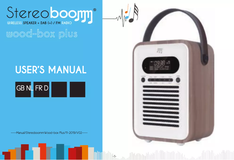 Page 1 de la notice Manuel utilisateur Stereoboomm Woodbox PLUS