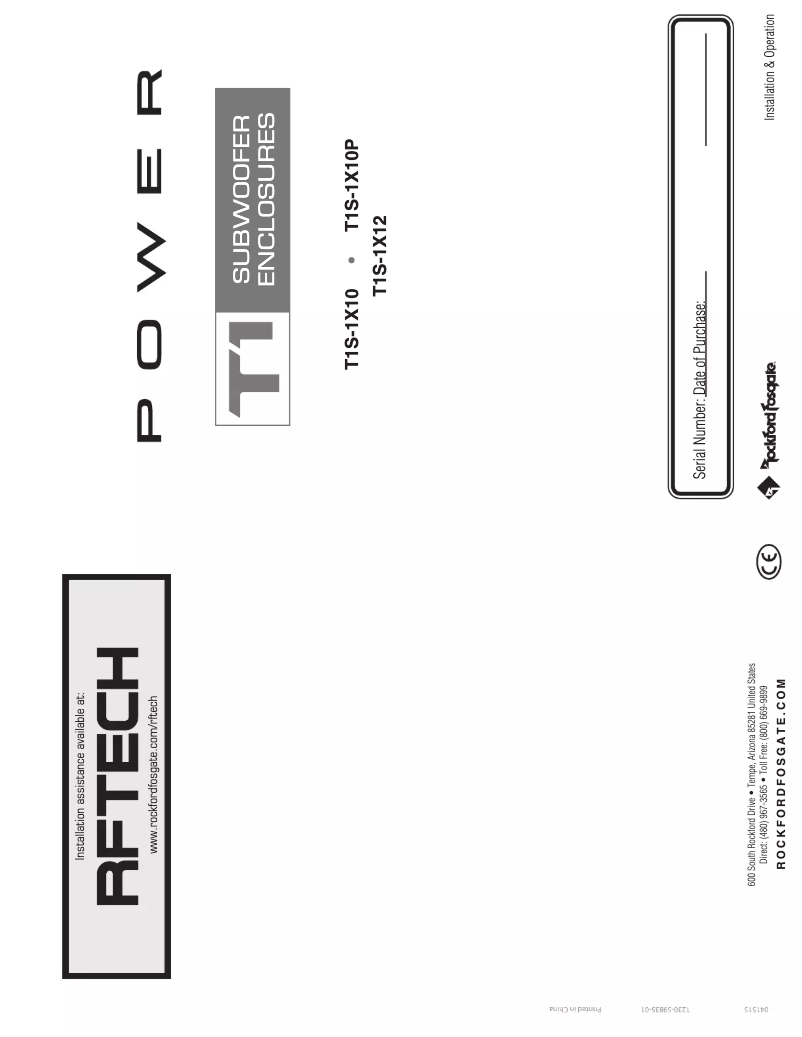 Page 1 de la notice Manuel utilisateur Rockford Fosgate Power T1S-1X12